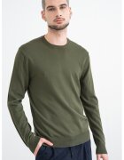 United Colors Of Benetton Pulover tricotat fin cu decolteu la baza gatului - Kaki inchis