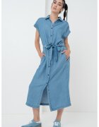 United Colors Of Benetton Rochie-camasa din chambray din lyocell - Albastru prafuit