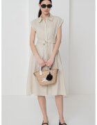 United Colors Of Benetton Rochie midi din in cu buzunare laterale - Bej deschis