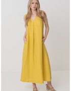 United Colors Of Benetton Rochie midi din in cu decolteu in V - Galben