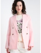 United Colors Of Benetton Sacou din in cu doua randuri de nasturi - Roz pastel