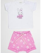 United Colors Of Benetton Set de tricou si pantaloni scurti - Alb/Roz