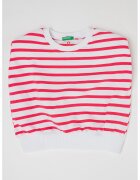 United Colors Of Benetton Top cu model in dungi si bureti pe umeri - Alb/Roz zmeuriu