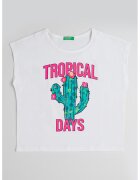 United Colors Of Benetton Top de bumbac cu paiete - Alb/Roz neon/Verde persan