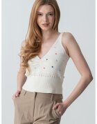 United Colors Of Benetton Top striat cu decolteu in V - Alb/Portocaliu/Lila