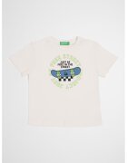United Colors Of Benetton Tricou cu decolteu la baza gatului si imprimeu pe partea din spate - Verde/Alb fildes