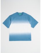 United Colors Of Benetton Tricou cu decolteu la baza gatului si model tie-dye - Alb/Albastru petrol