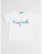 United Colors Of Benetton Tricou cu detaliu text - Alb/Verde