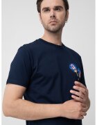 United Colors Of Benetton Tricou cu imprimeu grafic - Bej/Albastru royal/Bleumarin