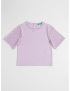 United Colors Of Benetton Tricou cu maneci din dantela florala - Lila