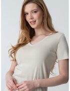United Colors Of Benetton Tricou de bumbac cu decolteu in V - Bej deschis