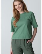 United Colors Of Benetton Tricou de bumbac cu decolteu la baza gatului Ben - Verde englez