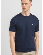 United Colors Of Benetton Tricou de bumbac cu decolteu la baza gatului si logo discret - Bleumarin