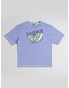 United Colors Of Benetton Tricou de bumbac cu decolteu la baza gatului - Verde neon/Albastru azur