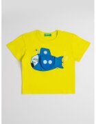United Colors Of Benetton Tricou de bumbac cu model interactiv - Albastru inchis/Verde neon