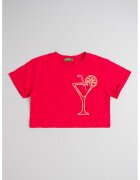 United Colors Of Benetton Tricou din bumbac cu broderie - Portocaliu/Roz zmeuriu