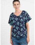 United Colors Of Benetton Tricou lejer cu imprimeu floral - Bleumarin