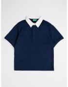 United Colors Of Benetton Tricou polo cu text brodat pe partea din spate - Bleumarin