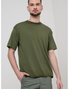 United Colors Of Benetton Tricou regular fit cu decolteu la baza gatului - Kaki inchis