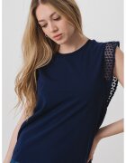 United Colors Of Benetton Tricou regular fit cu maneci de dantela - Bleumarin