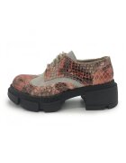 unudoitrei Pantofi din piele si piele intoarsa cu model piele de crocodil - Negru/Gri deschis/Roz prafuit