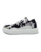 unudoitrei Pantofi sport flatform din piele intoarsa cu animal print - Negru stins/Alb optic