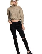 Urban Classics Bluza crop cu imprimeu camuflaj - Maro nisip