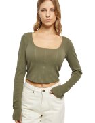 Urban Classics Bluza cu decolteu patrat - Verde masliniu