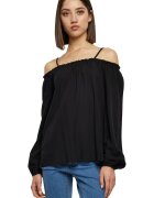 Urban Classics Bluza cu decolteu pe un umar - Negru