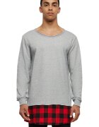 Urban Classics Bluza de bumbac cu doua texturi - Rosu/Gri melange