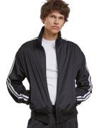 Urban Classics Bluza de trening cu fermoar cu benzi contrastante pe maneci - Negru
