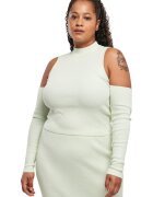 Urban Classics Bluza striata tricotata cu umeri decupati - Verde menta