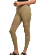 Urban Classics Colanti din amestec de bumbac cu insertii de dantela - Verde sparanghel