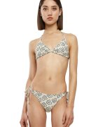 Urban Classics Costum de baie triunghiular cu model floral - Negru/Crem