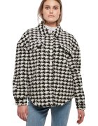 Urban Classics Jacheta pufoasa cu model houndstooth - Alb/Negru