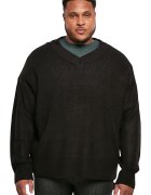 Urban Classics Pulover tricotat cu decolteu in V - Negru