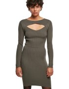 Urban Classics Rochie striata cu decupaj frontal - Verde sparanghel