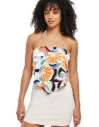 Urban Classics Top crop cu prindere pe spate - Alb/Portocaliu/Albastru deschis