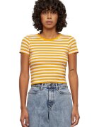 Urban Classics Tricou crop cu model in dungi - Alb/Portocaliu
