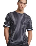Urban Classics Tricou in dungi cu decolteu la baza gatului - Alb/Negru