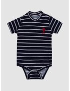 US Polo Assn Body de bumbac in dungi cu logo brodat - Bleumarin