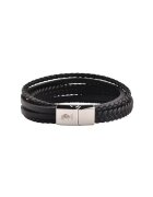 US Polo Assn Bratara cu aspect impletit - de piele - Alb/Negru