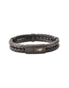 US Polo Assn Bratara cu aspect impletit - de piele - Alb/Negru