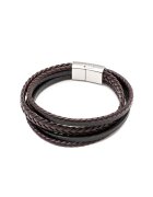 US Polo Assn Bratara cu aspect impletit - de piele - Maro inchis/Maro