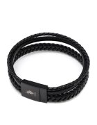 US Polo Assn Bratara de piele cu aspect impletit - Negru