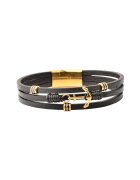 US Polo Assn Bratara de piele cu elemente metalice - Auriu/Negru/Negru stins