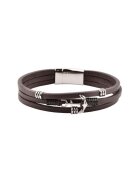 US Polo Assn Bratara de piele cu elemente metalice - Maro inchis/Maro