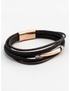 US Polo Assn Bratara de piele cu insertii metalice si aspect impletit - Alb/Negru