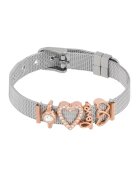 US Polo Assn Bratara din otel inoxidabil cu model plasa - Auriu rose/Argintiu
