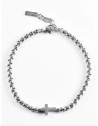 US Polo Assn Bratara din otel inoxidabil cu talisman cruce - Argintiu